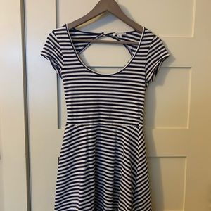 Navy & While Striped Backless Mini Dress